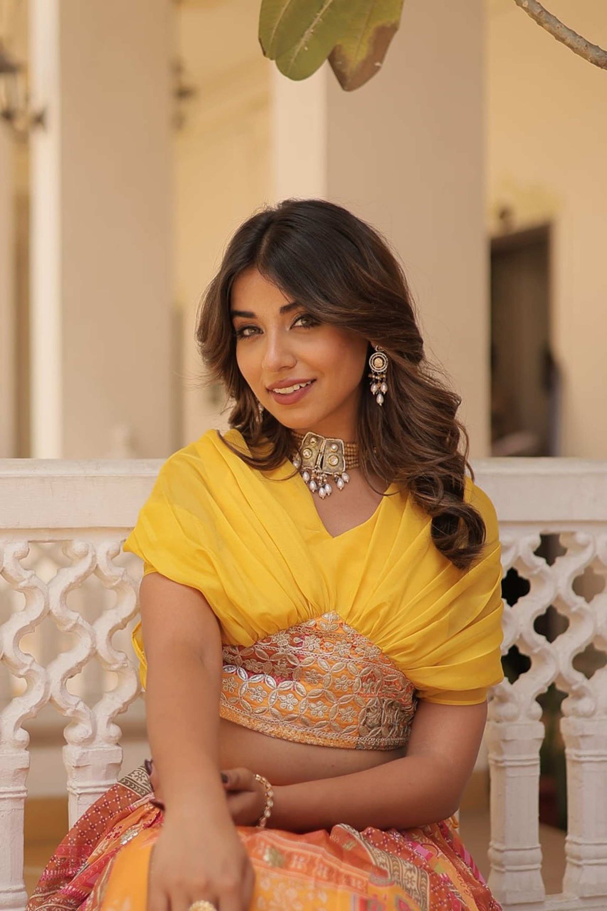 Jeenifab Yellow Silk Lehenga with Designer Blouse